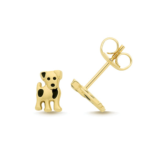 9ct Yellow Gold Puppy Studs - ES2161