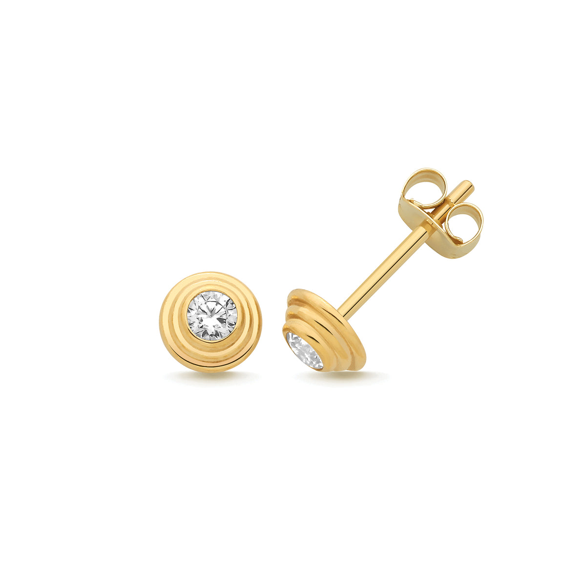 9ct Yellow Gold CZ Round Stud - ES2175
