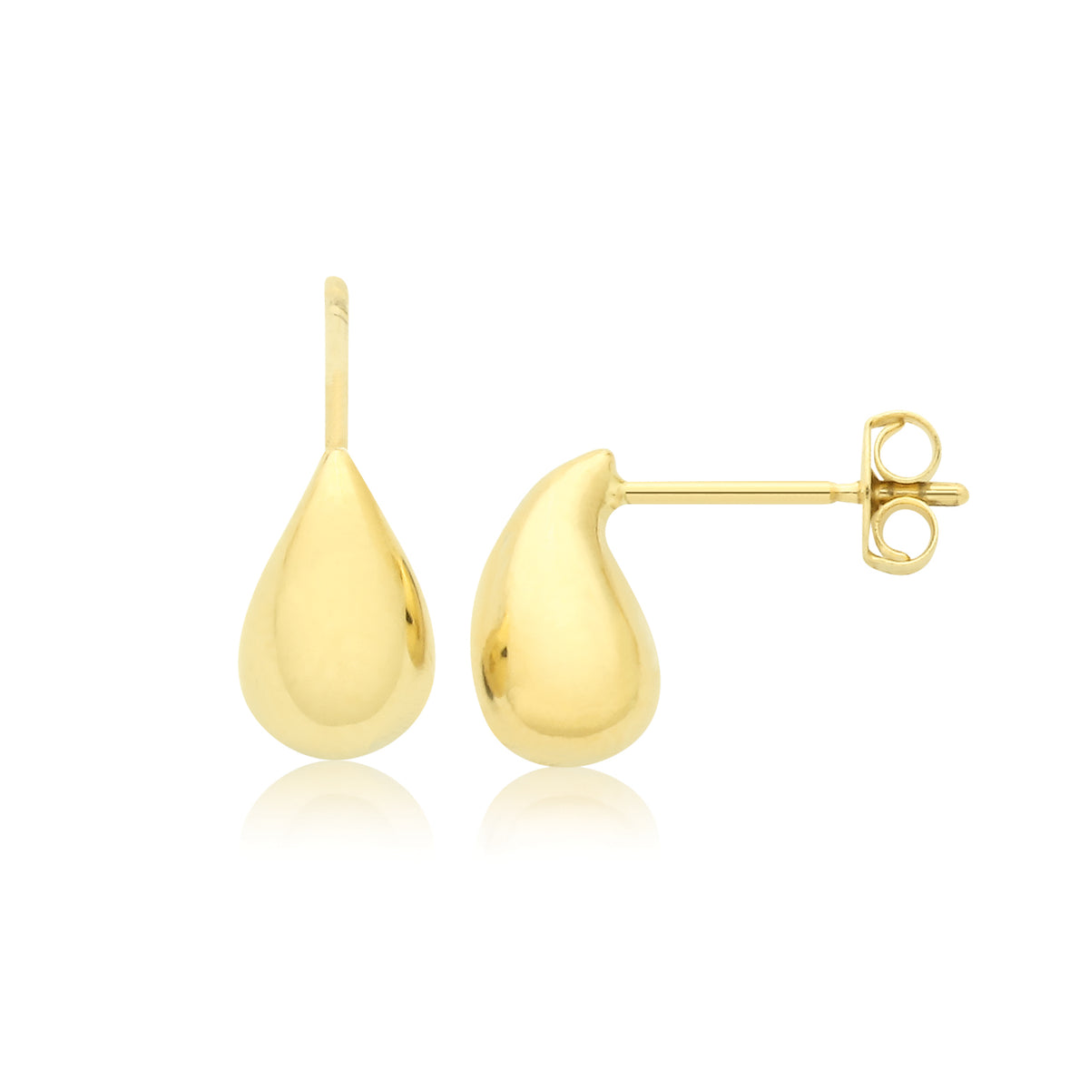 9ct Yellow Gold Tear Drop Hoop Stud - ES2183