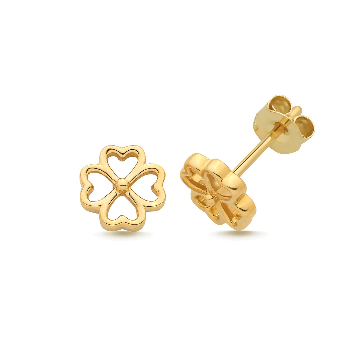 9ct Yellow Gold Luck Four-Leaf Stud Earrings - ES2206