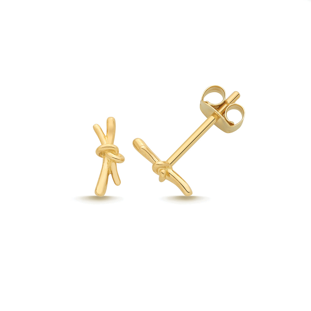 9ct Yellow Gold Tiny Knot Stud Earrings - ES2212