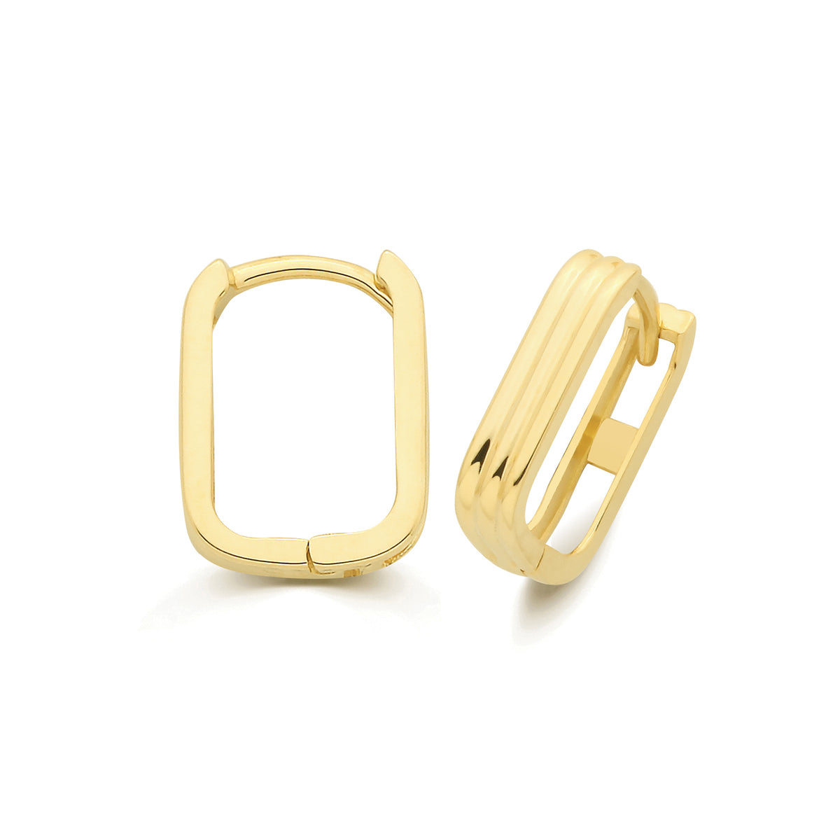 9ct Yellow Gold Triple Rectangle Hinged Earrings - ES2235