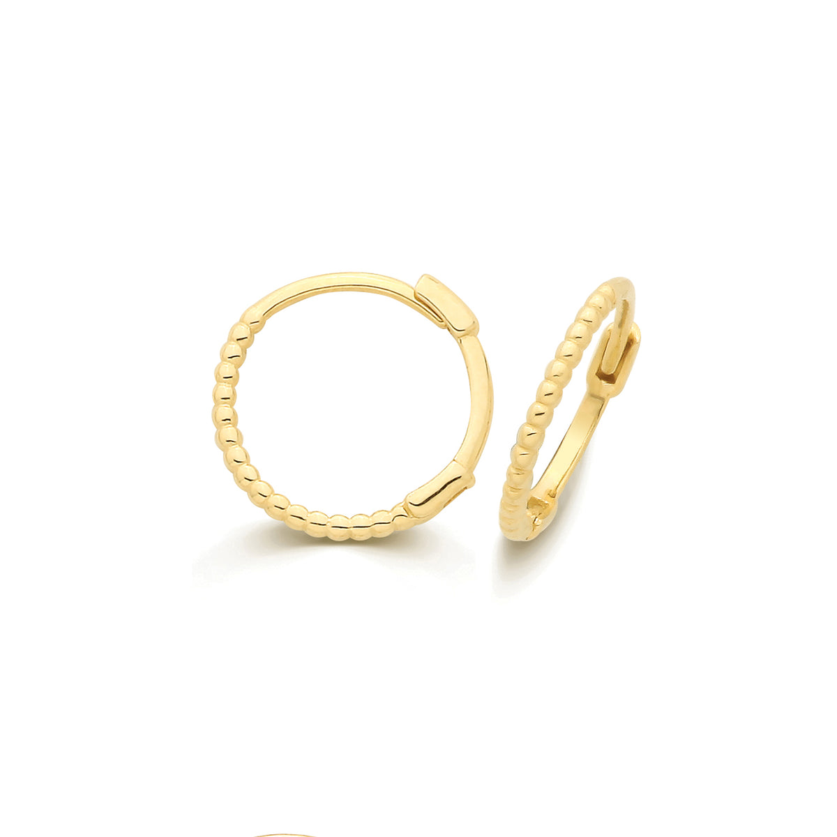 9ct Yellow Gold Beaded Hinged Huggies Earrings - ES2241