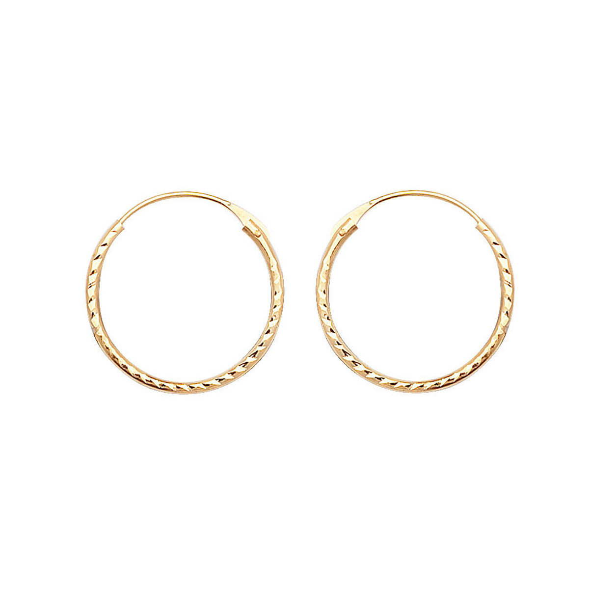 9ct Gold Diamond Cut Hinged Sleepers - ES317