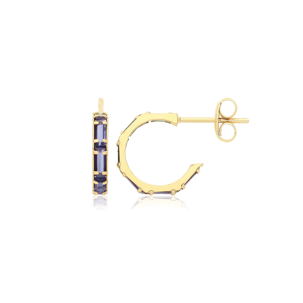 9ct Gold Coloured CZ Half Hoop Studs - ES746S