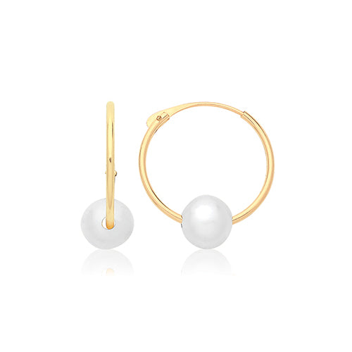 9ct Gold Sleepers With Freshwater Pearl - ES756