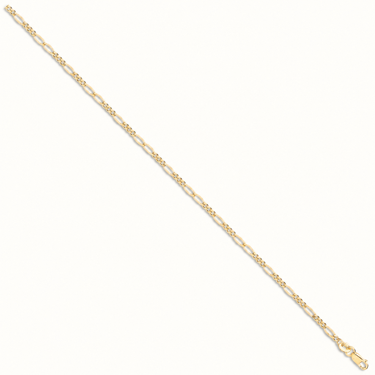 9ct yellow gold hollow figaro anklet