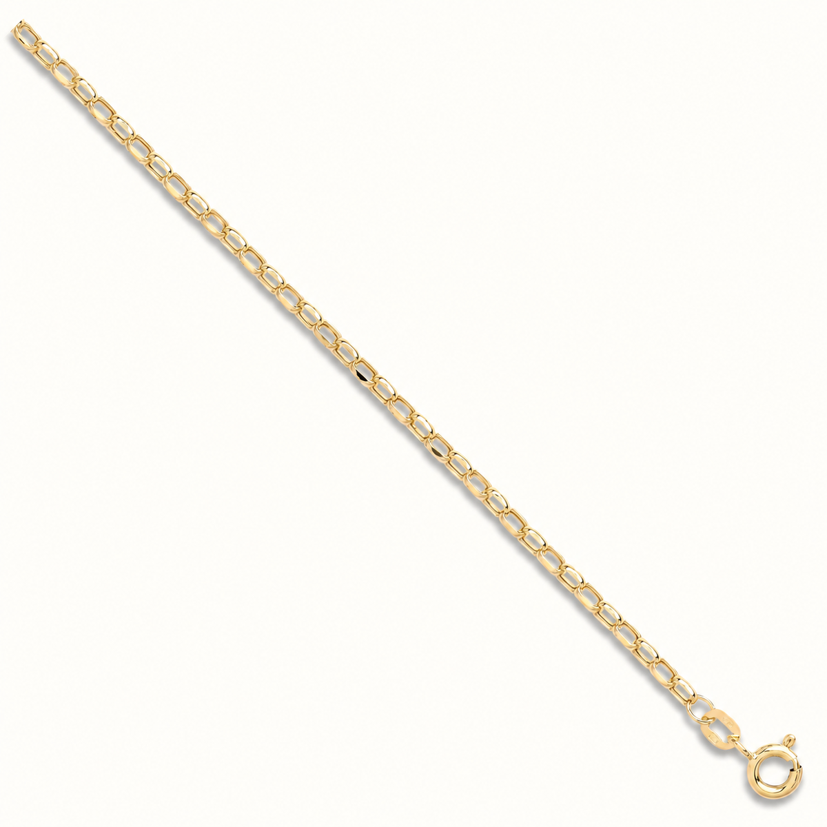 9ct yellow gold hollow diamond-cut belcher anklet