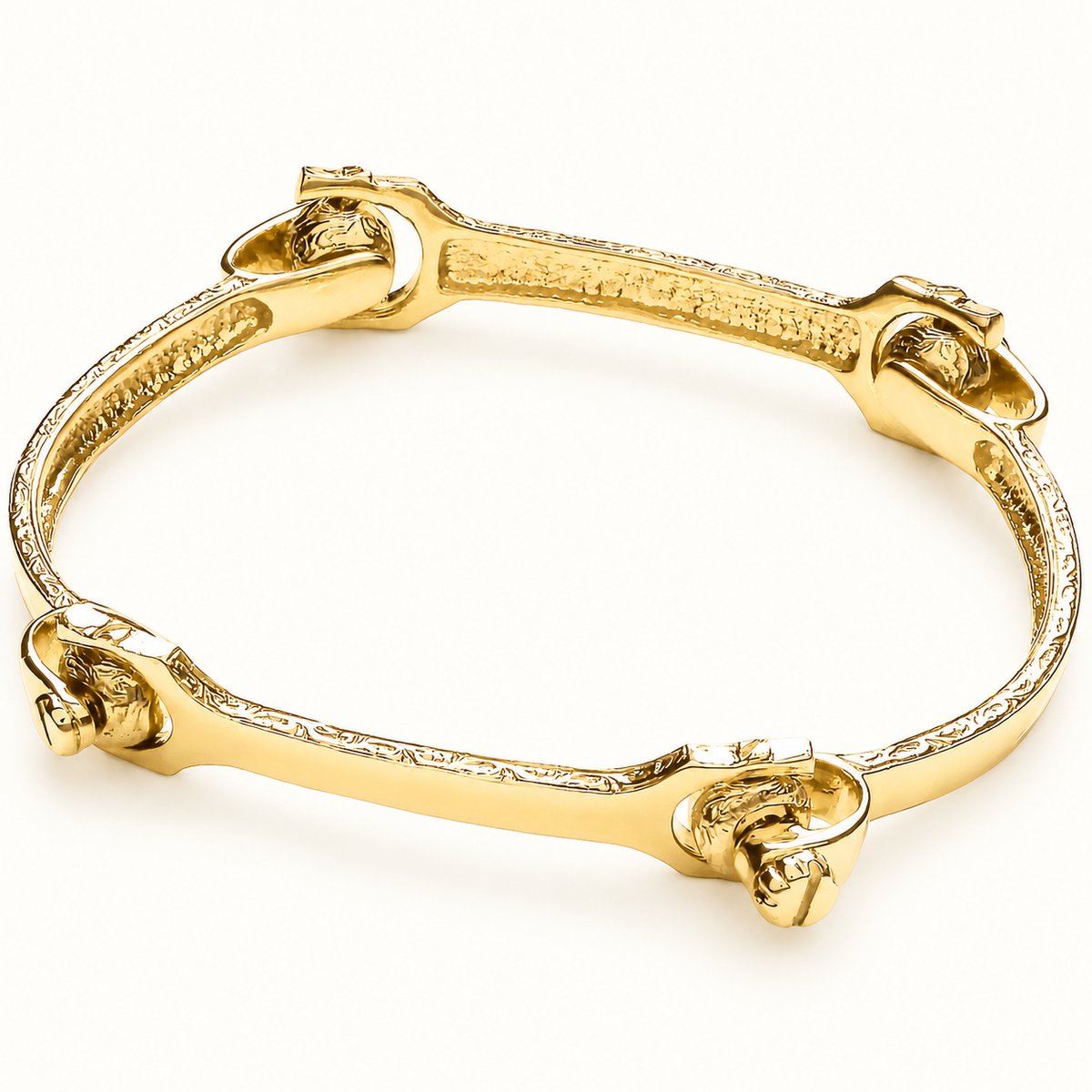 9ct yellow gold four-piece bone bangle — ladies