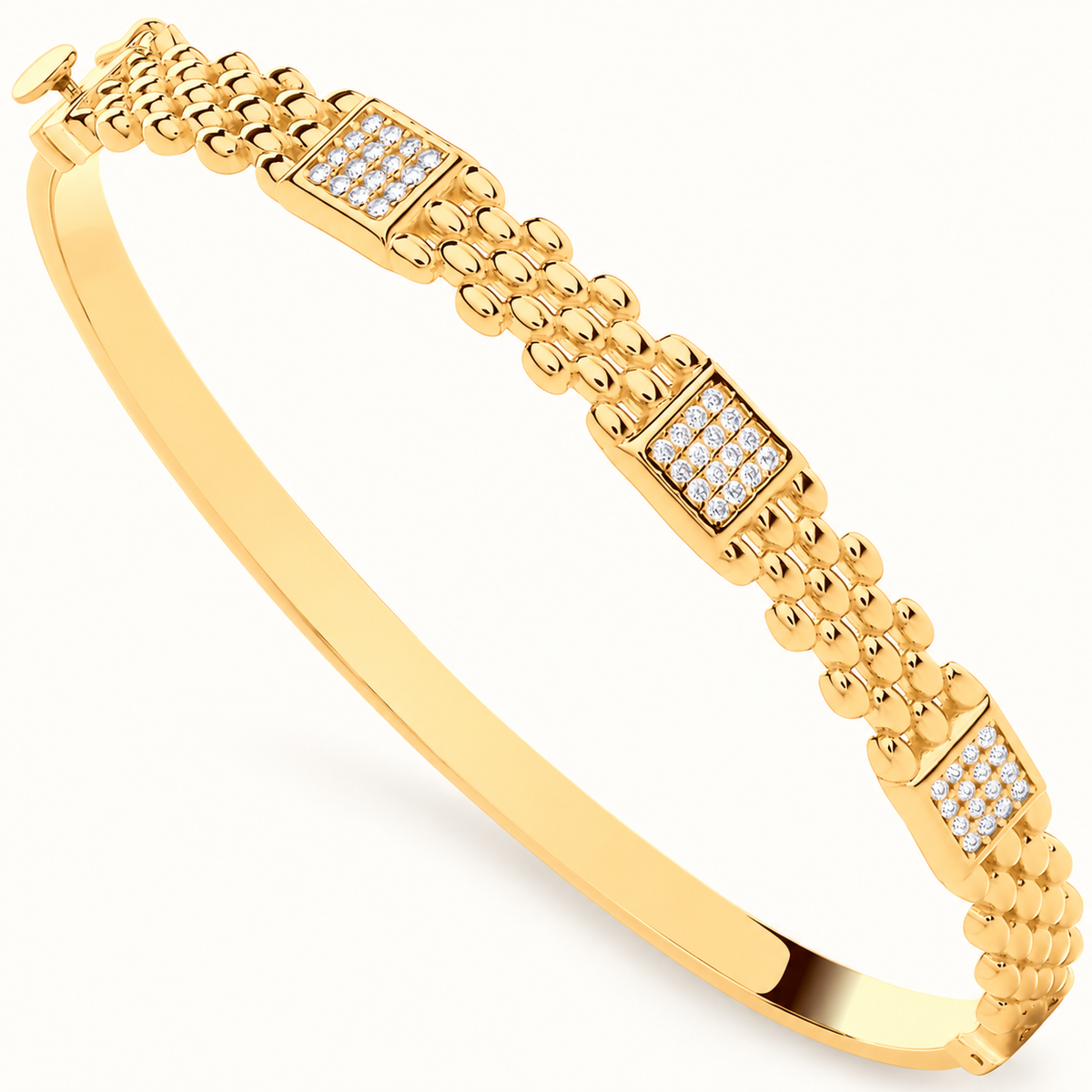 9ct yellow gold cz panther-link bangle