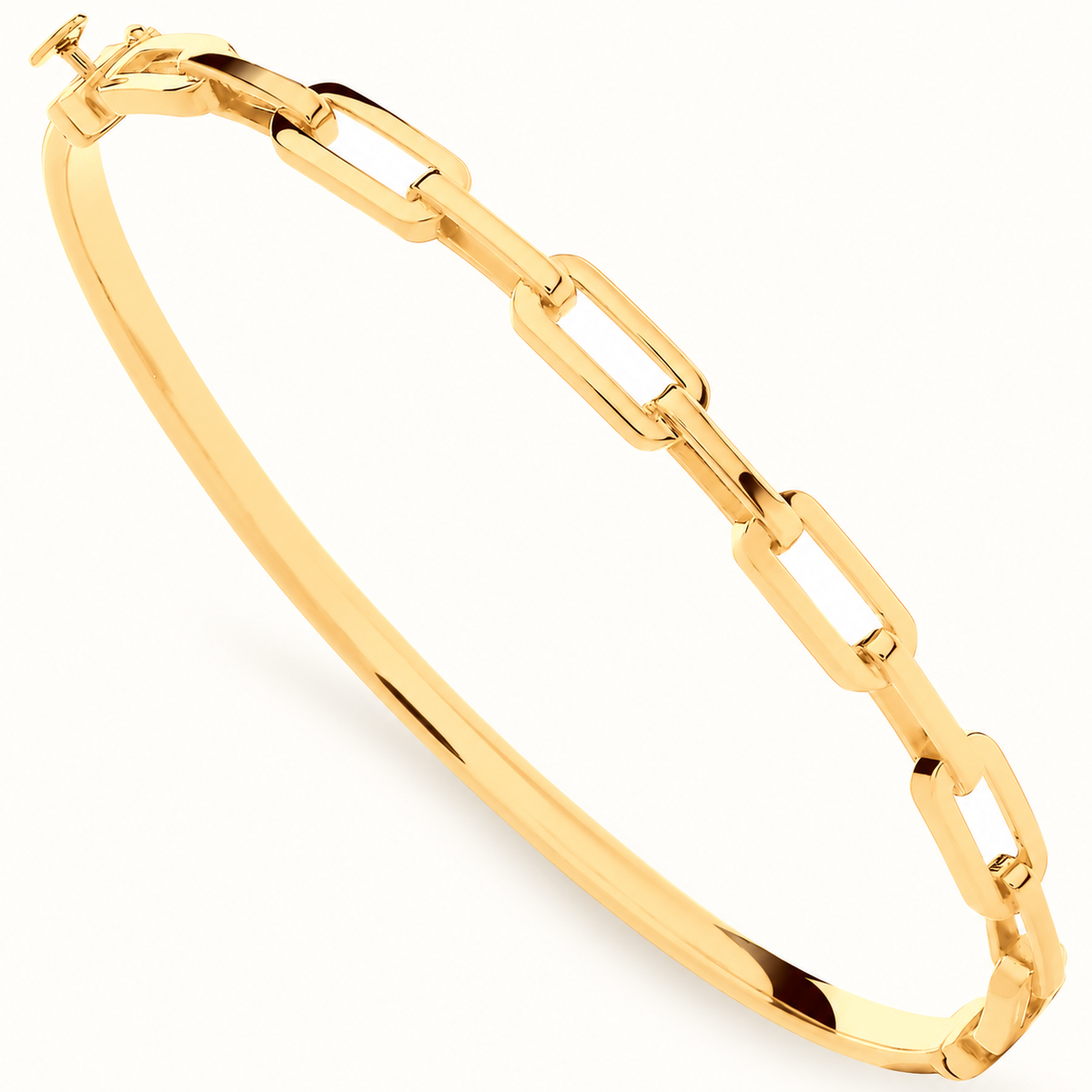 9ct yellow gold paperclip bangle