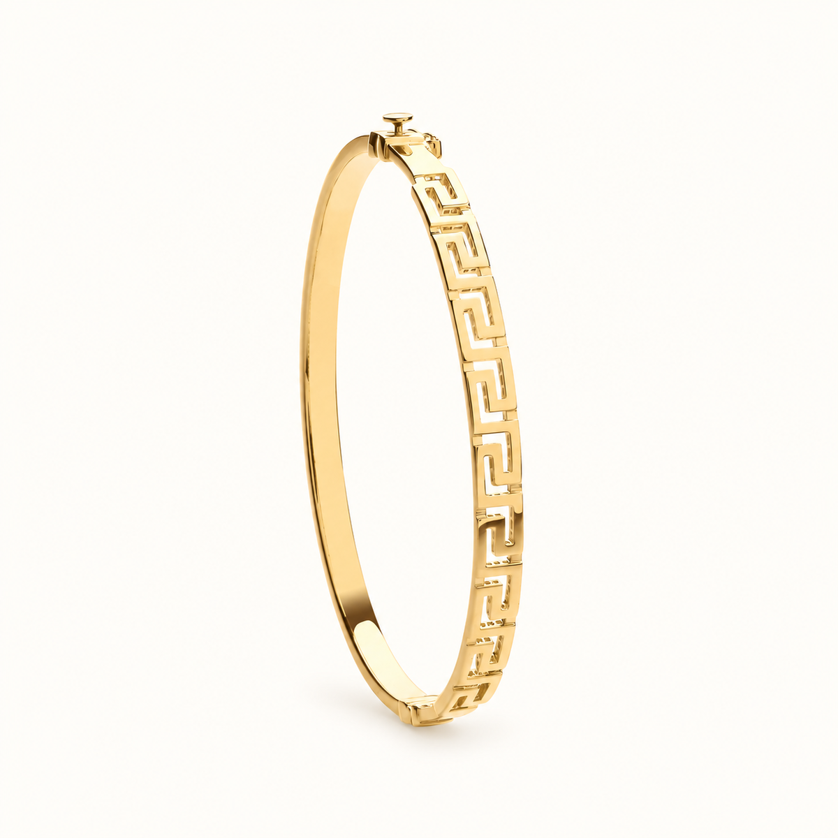 9ct Yellow Gold Hollow Open Greek Key Bangle