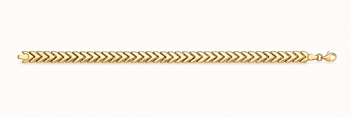 9ct Yellow Gold Chevron Herringbone Bracelet – 7mm