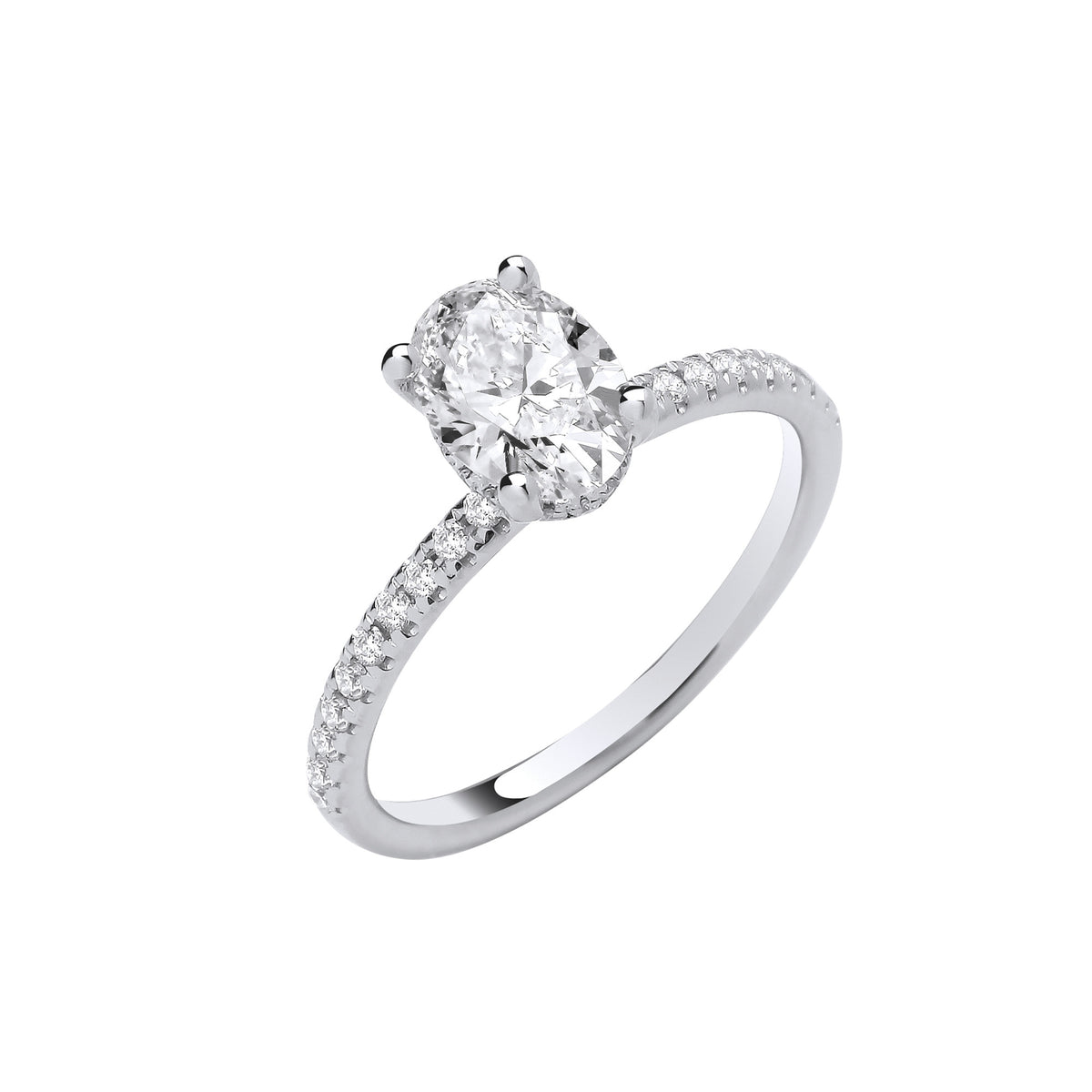 18ct White Gold 1.21ctw Oval Lab Grown Hidden Halo Diamond Ring IGI Certified
