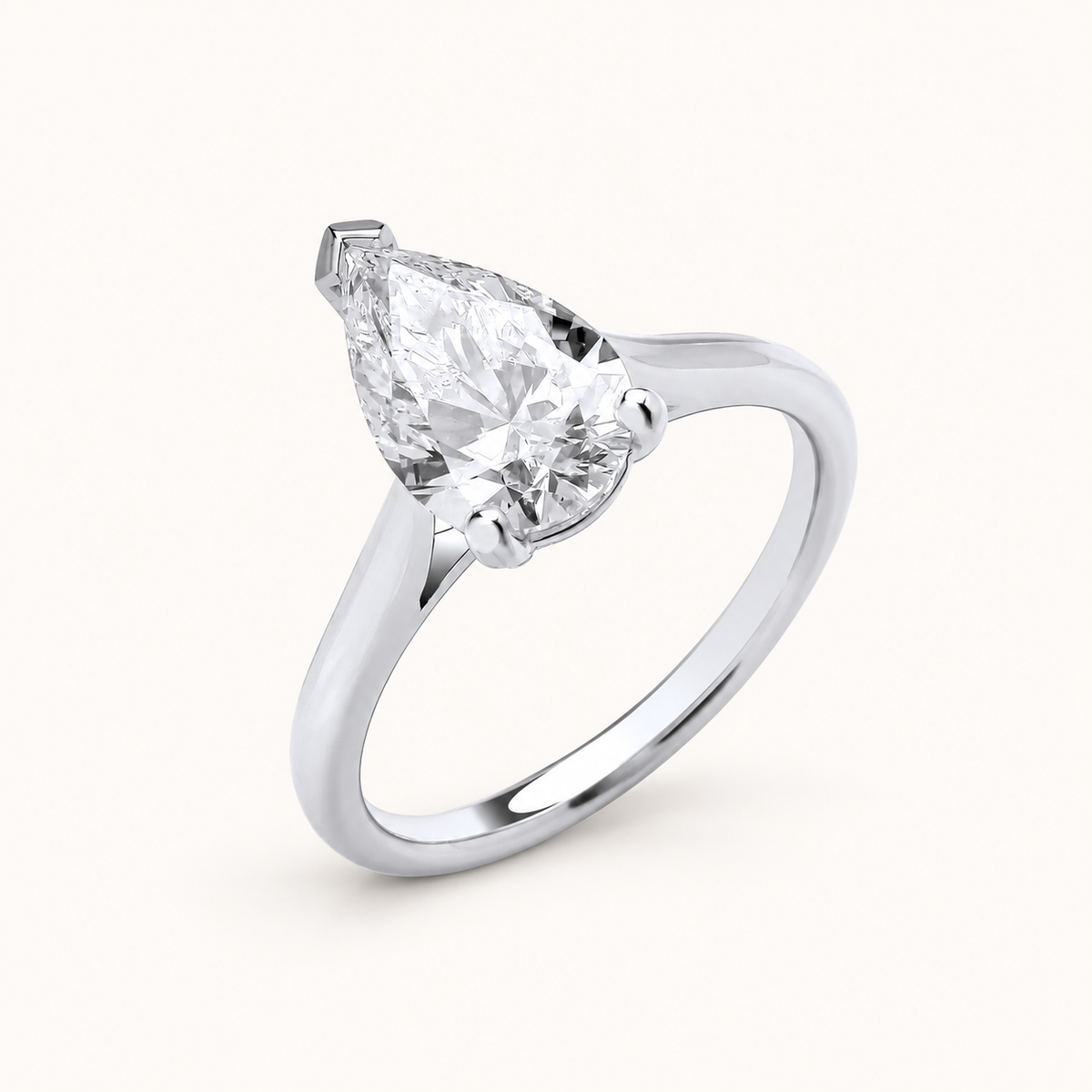 18ct White Gold 2.00ctw Pear Cut Lab Grown Diamond Ring IGI Certified — LGDR029