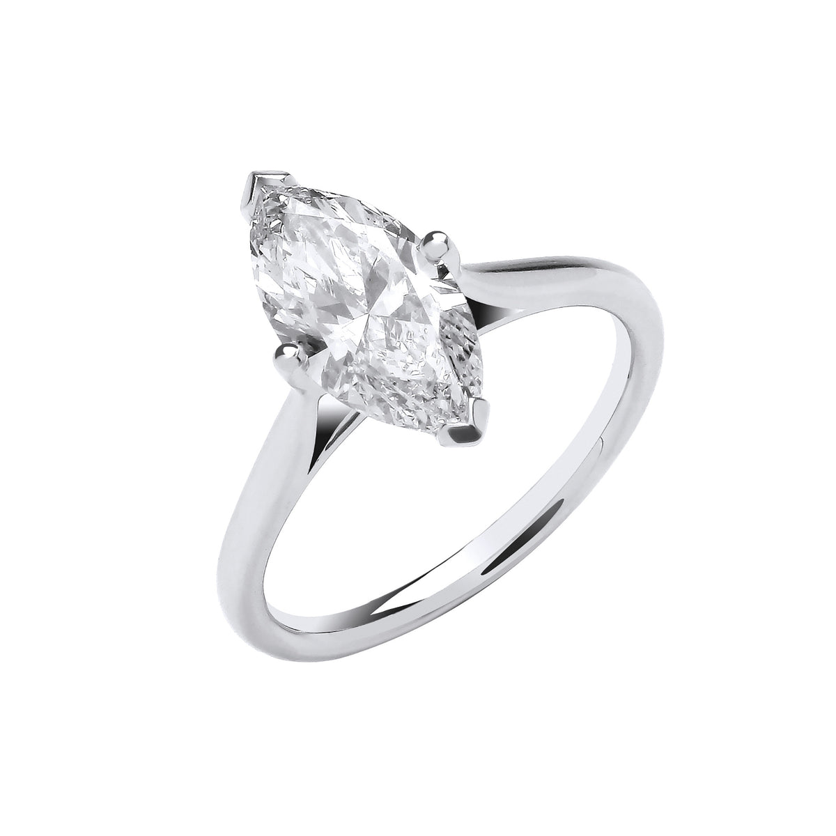 18ct White Gold 2.00ctw Marquise Cut Lab Grown Diamond Ring IGI Certified