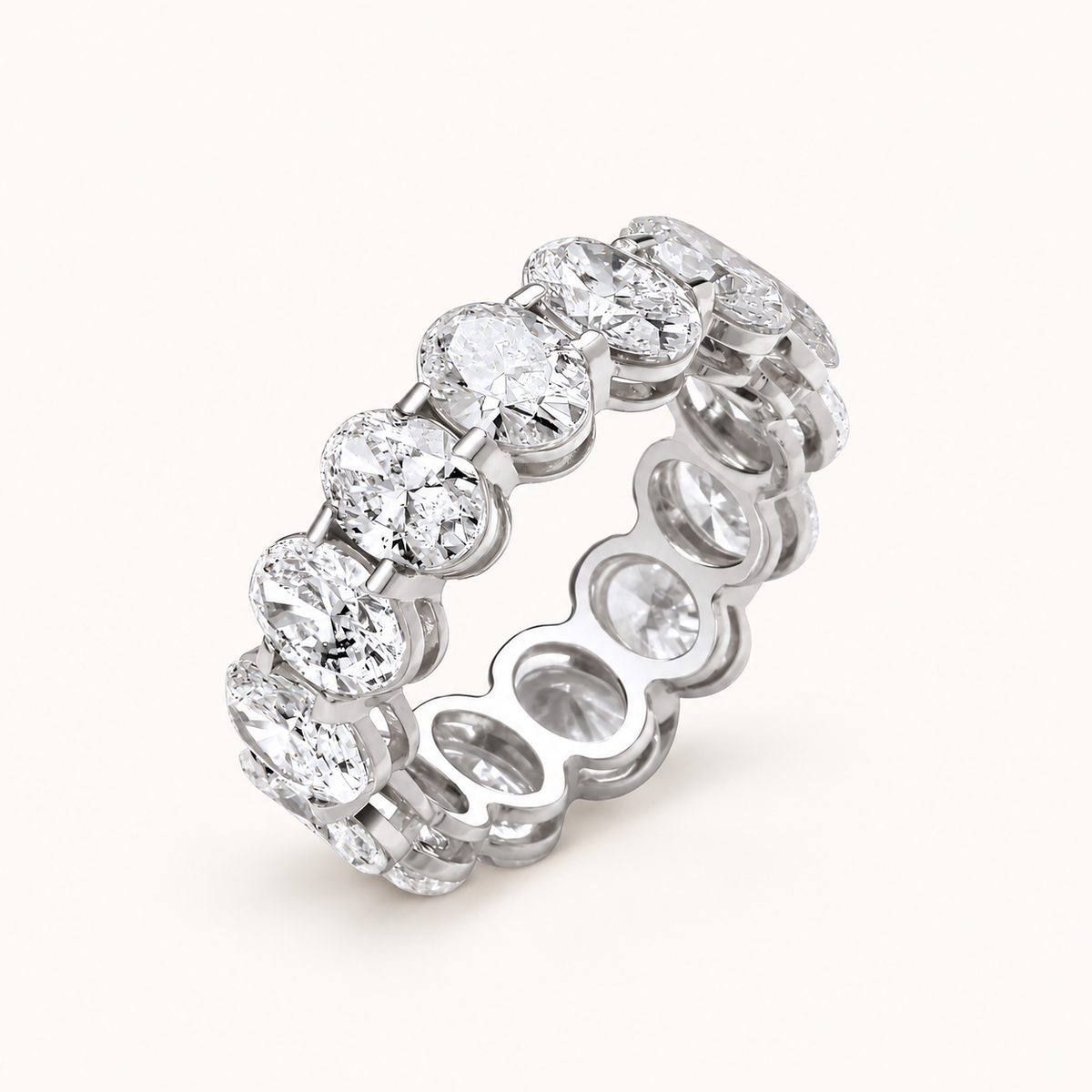 18ct White Gold 7.00ctw Oval Cut Lab Grown Diamond Eternity Ring WGI Certified — LGDR034