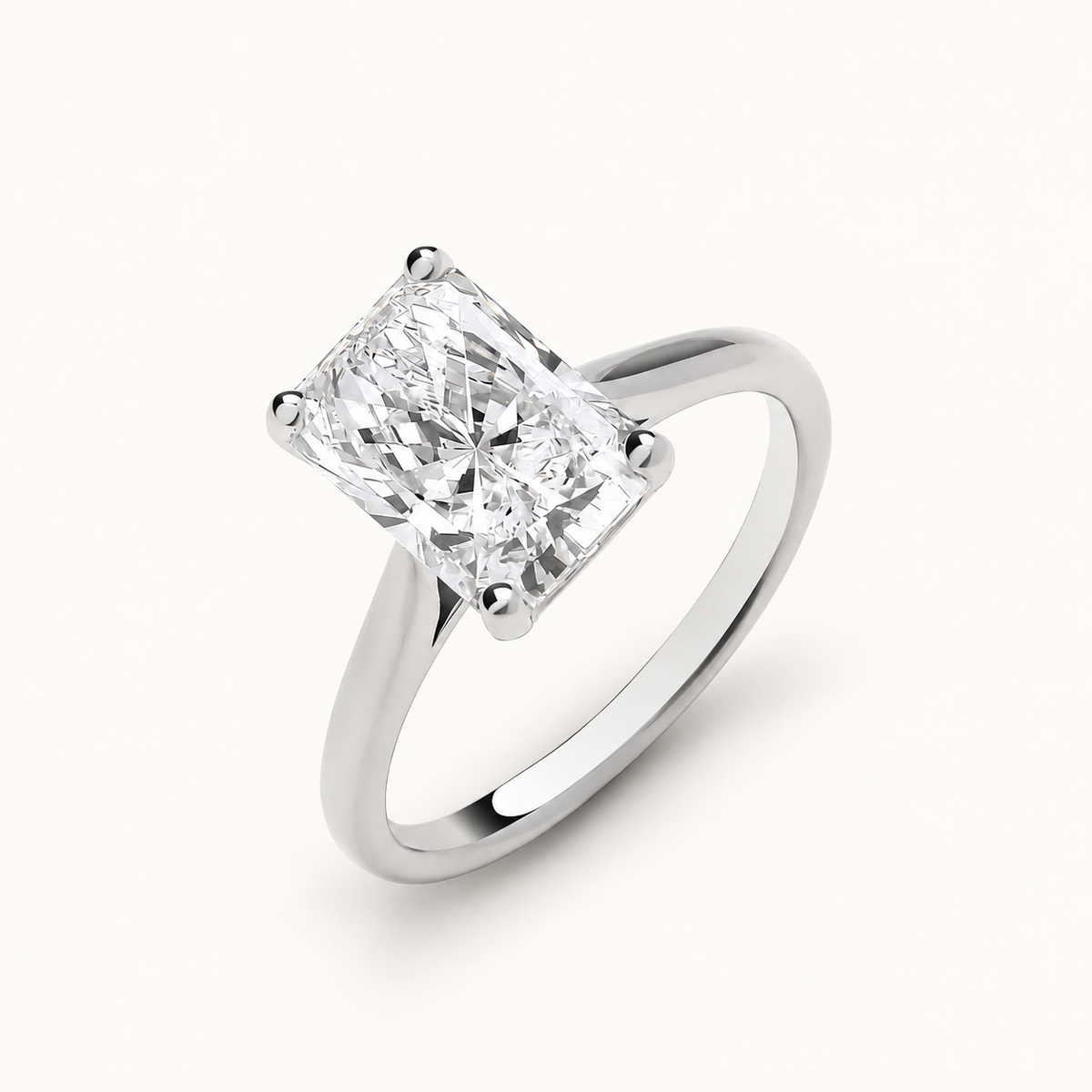 18ct White Gold 3.00ctw Radiant Cut Lab Grown Diamond Ring IGI Certified — LGDR041