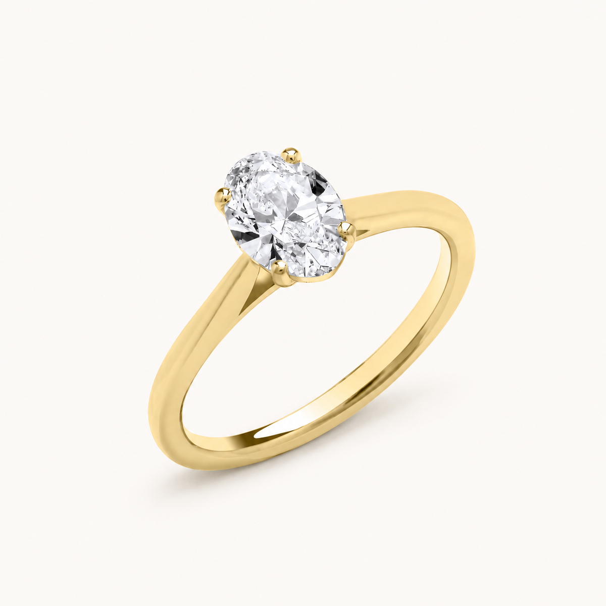 18ct Yellow Gold 1.00ctw Oval Cut Lab Grown Diamond Ring IGI Certified — LGDR042