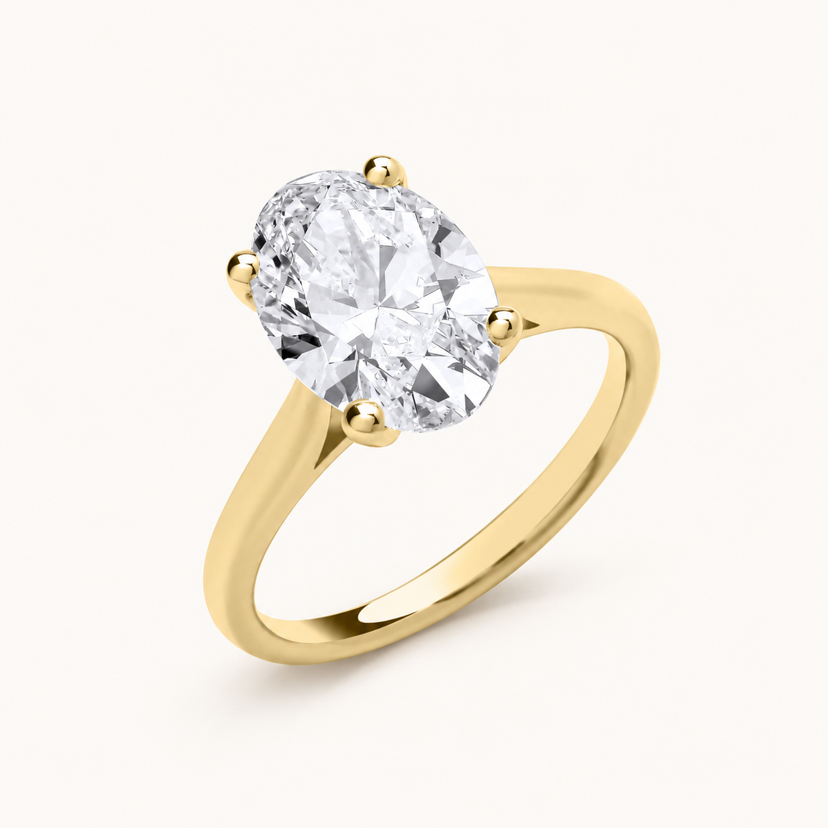 18ct Yellow Gold 3.00ctw Oval Cut Lab Grown Diamond Ring IGI Certified — LGDR044