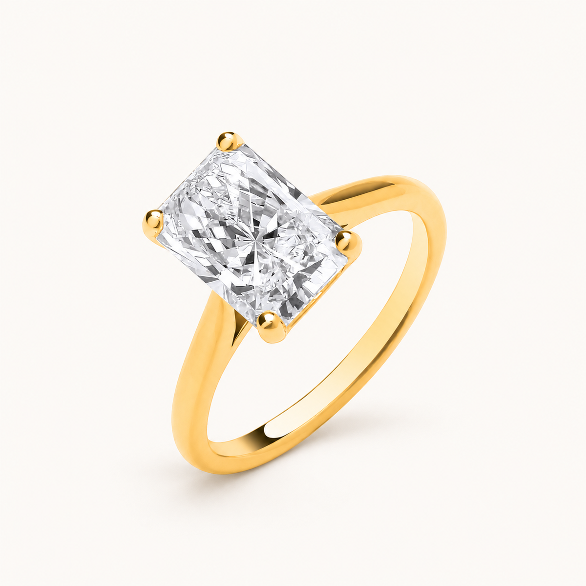 18ct Yellow Gold 3.00ctw Radiant Cut Lab Grown Diamond Ring IGI Certified — LGDR050