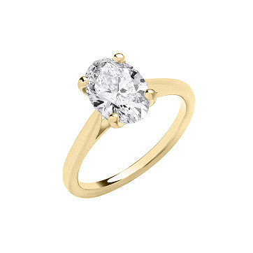 9ct Yellow Gold 2.00ctw Oval Cut Lab Grown Diamond Ring IGI Certified