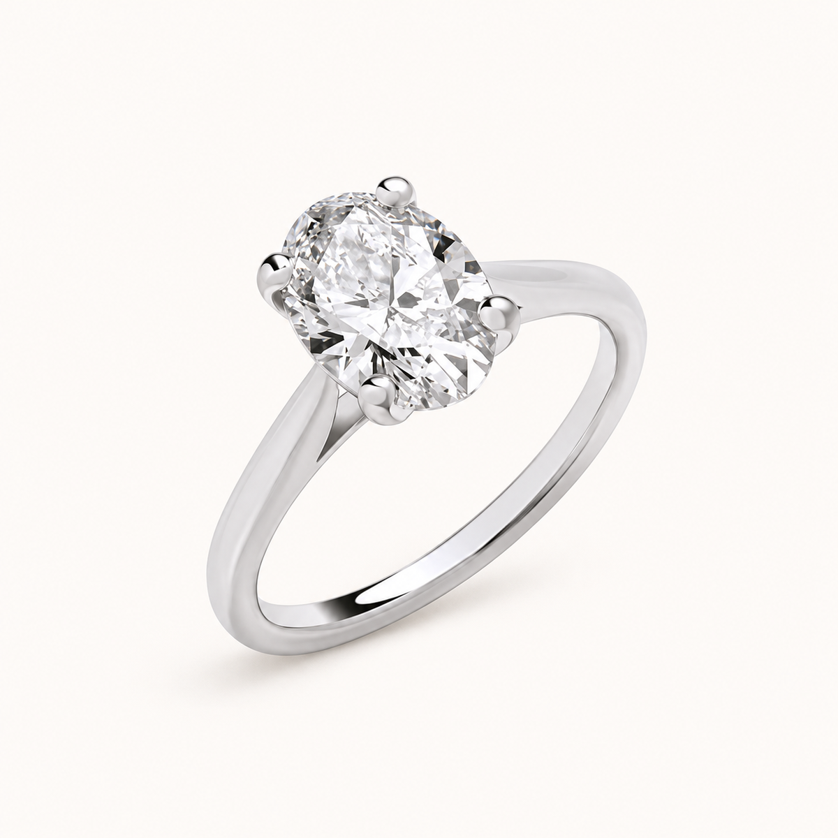 9ct White Gold 2.00ctw Oval Cut Lab Grown Diamond Ring IGI Certified — LGDR058