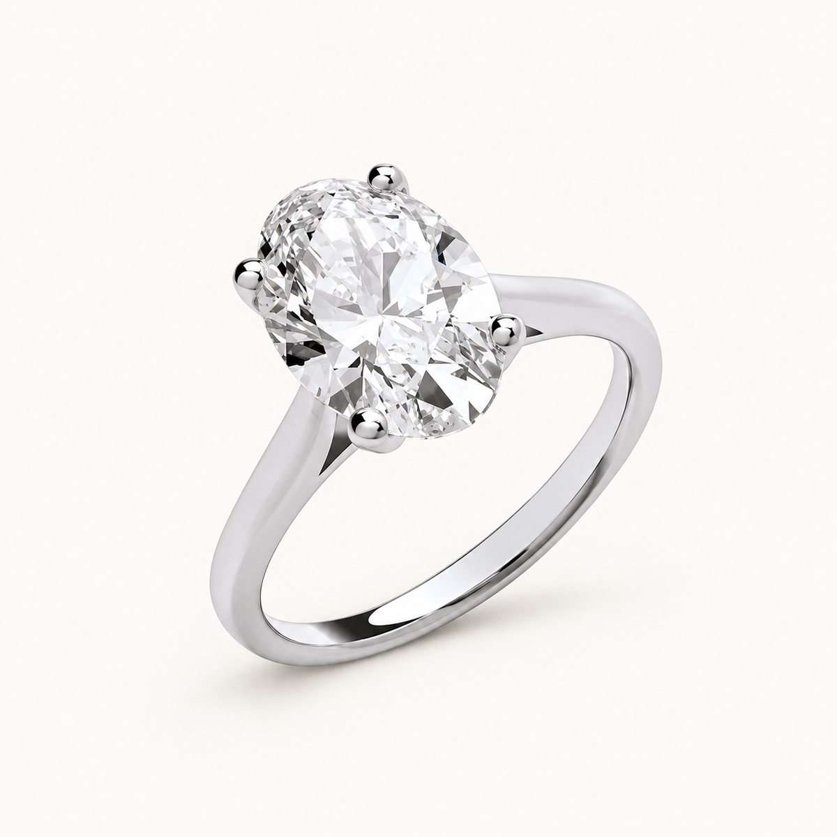 9ct White Gold 3.00ctw Oval Cut Lab Grown Diamond Ring IGI Certified — LGDR059
