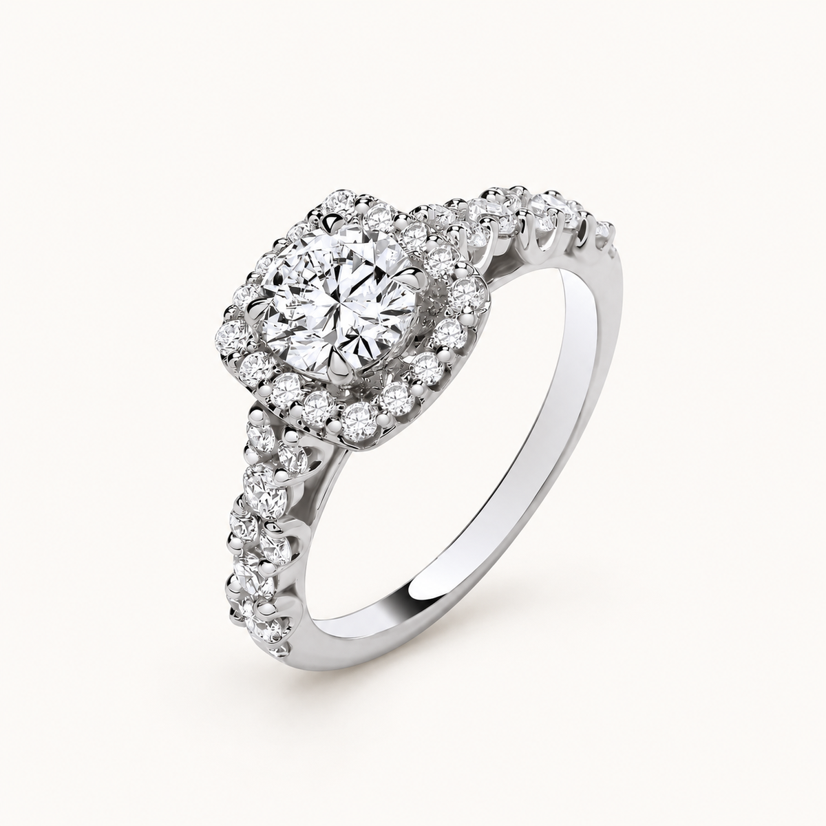 9ct White Gold 1.75ctw Brilliant Cut Halo Lab Grown Dress Ring IGI Certified — LGDR065