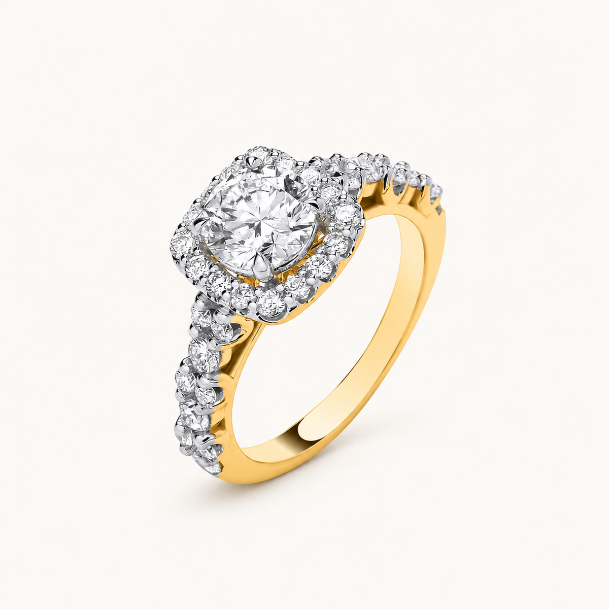 9ct Yellow Gold 1.75ctw Brilliant Cut Halo Lab Grown Dress Ring IGI Certified — LGDR068