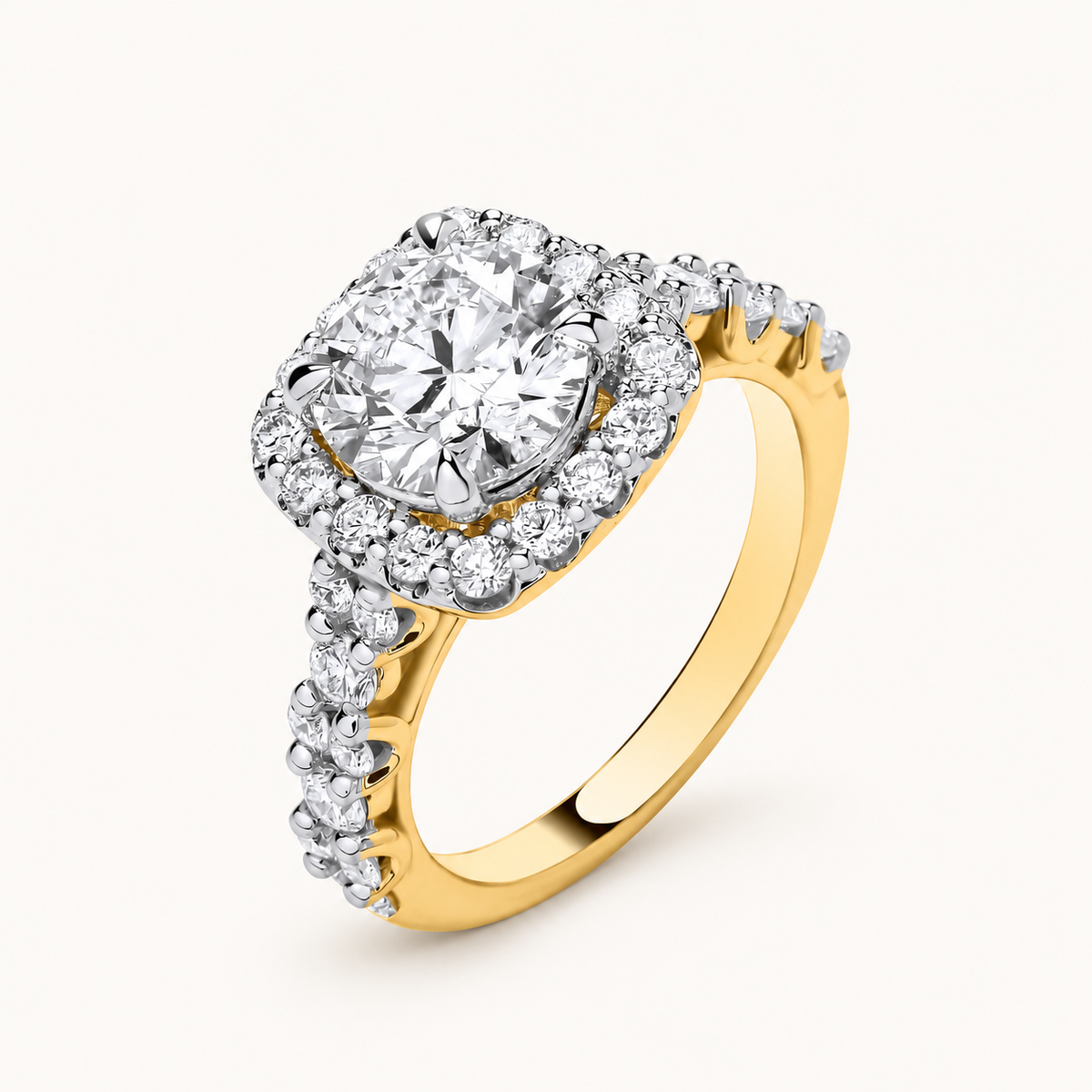 9ct Yellow Gold 3.05ctw Brilliant Cut Halo Lab Grown Dress Ring IGI Certified — LGDR069