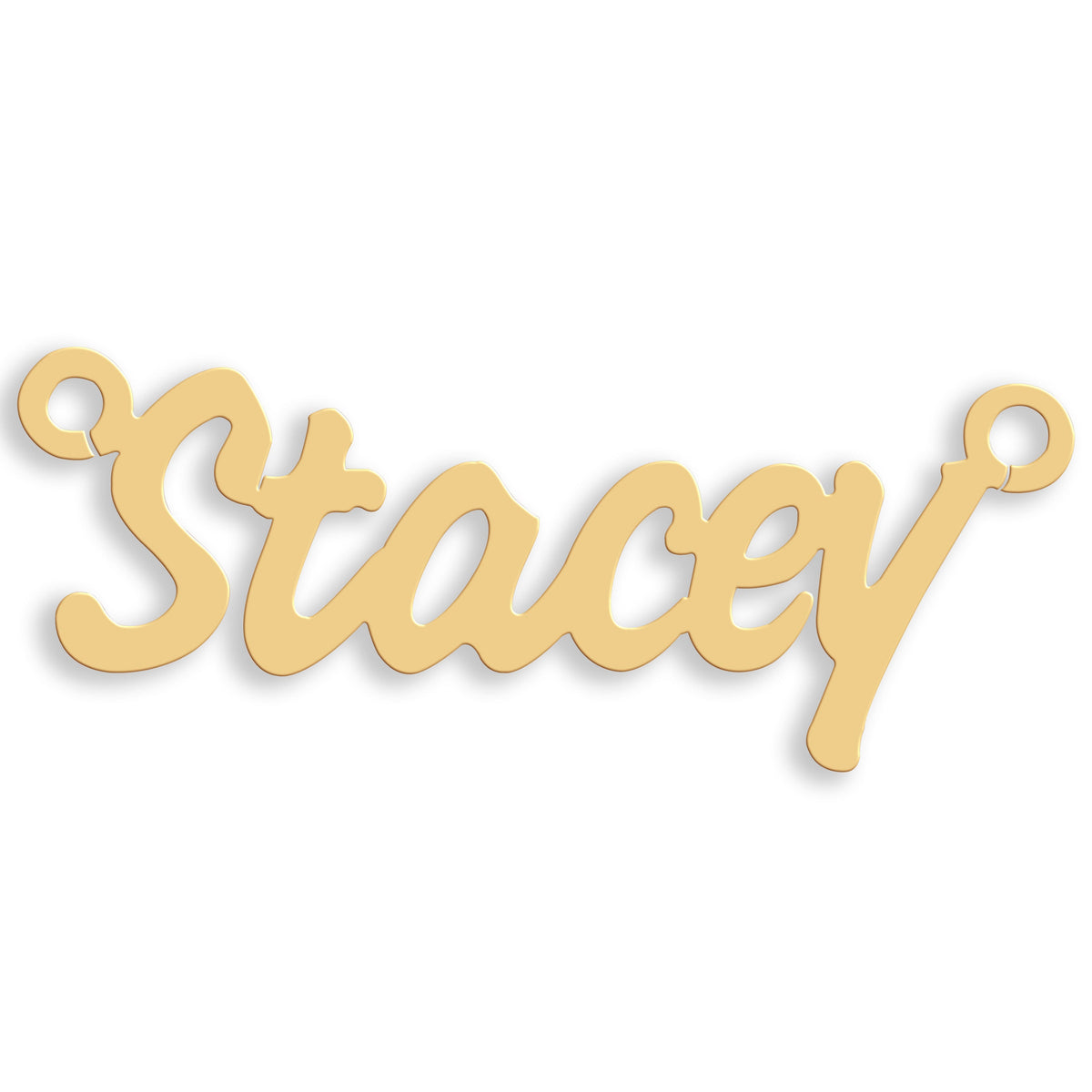Small Challenge nameplate in 9ct yellow gold showing the example name Stacey