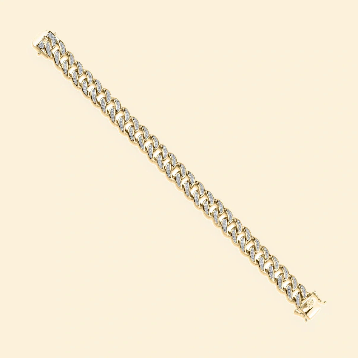 Gold Plated Sterling Silver CZ Set Cuban Bracelet – ABB197-GP