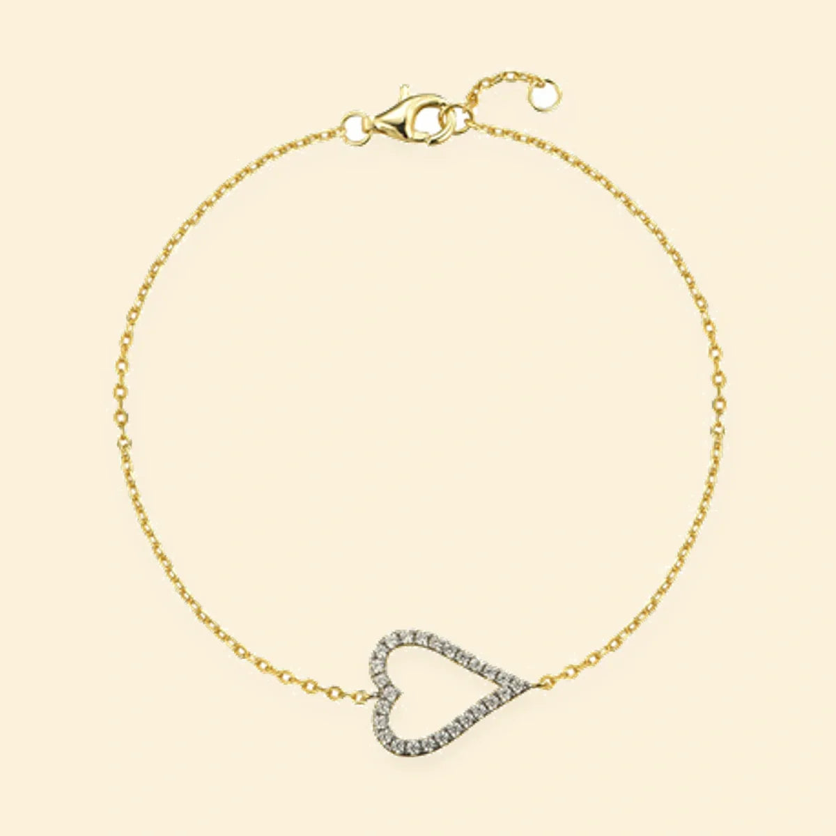 Gold Plated Sterling Silver CZ Set Heart Bracelet – ABB228