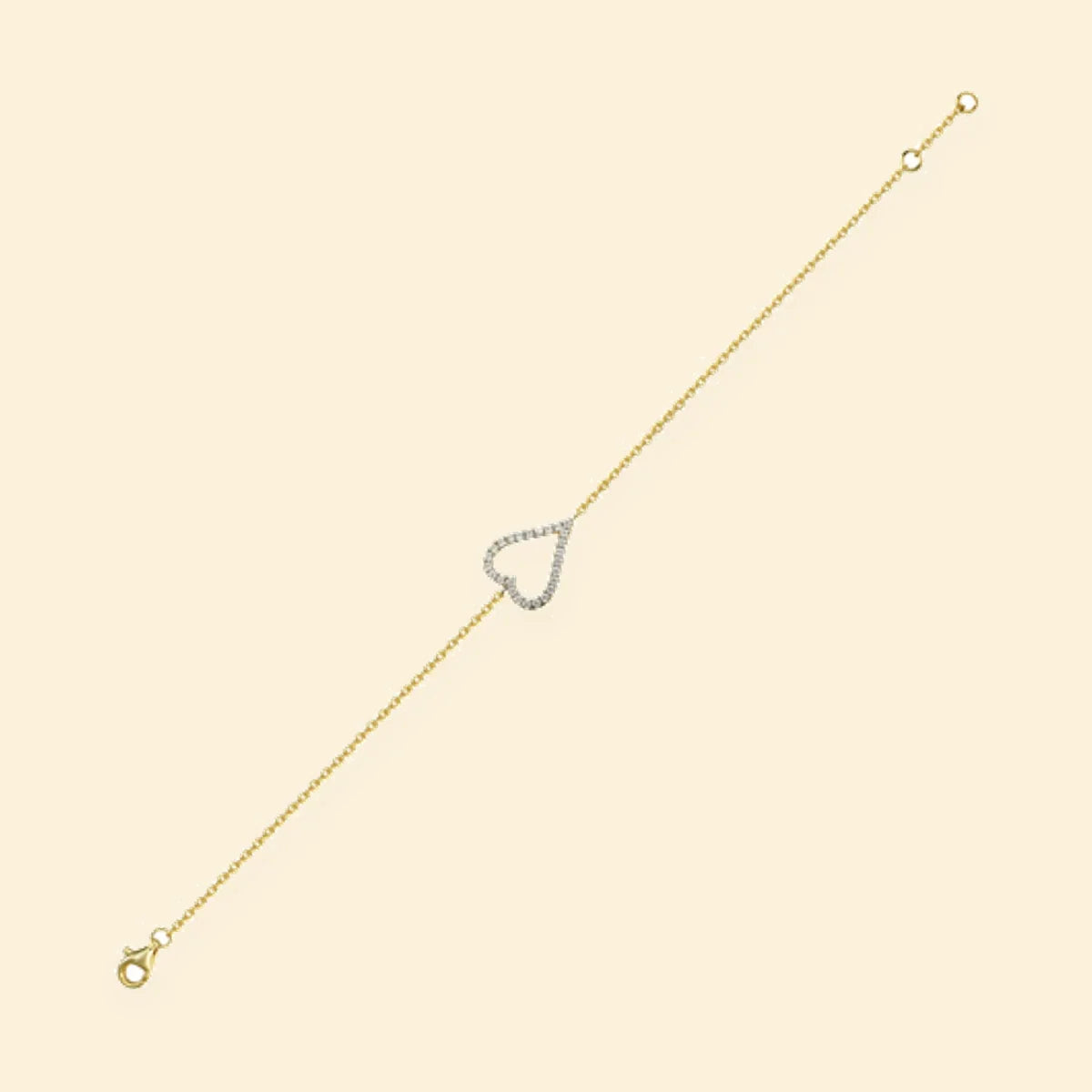 Gold Plated Sterling Silver CZ Set Heart Bracelet – ABB228