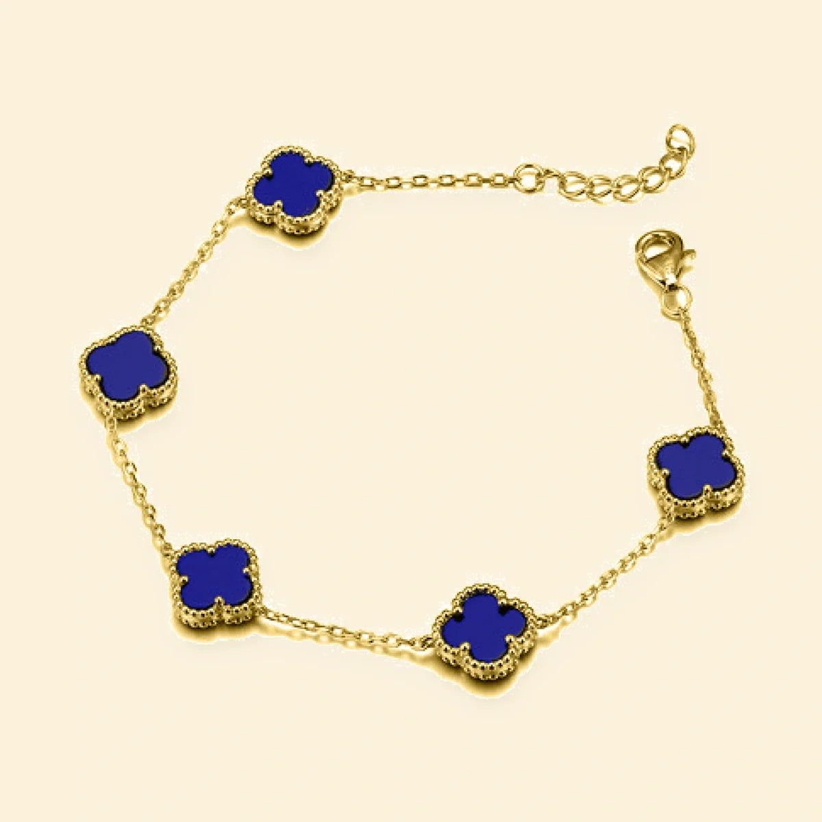 Gold Plated Sterling Silver Blue Agate Clover Bracelet – ABB234-GP