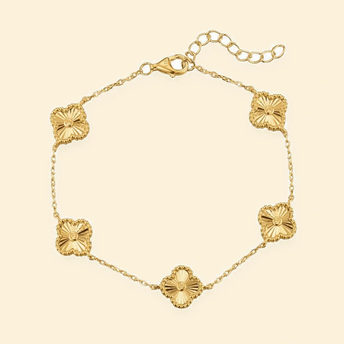 Gold Plated Sterling Silver CZ Clover Bracelet – ABB259-GP