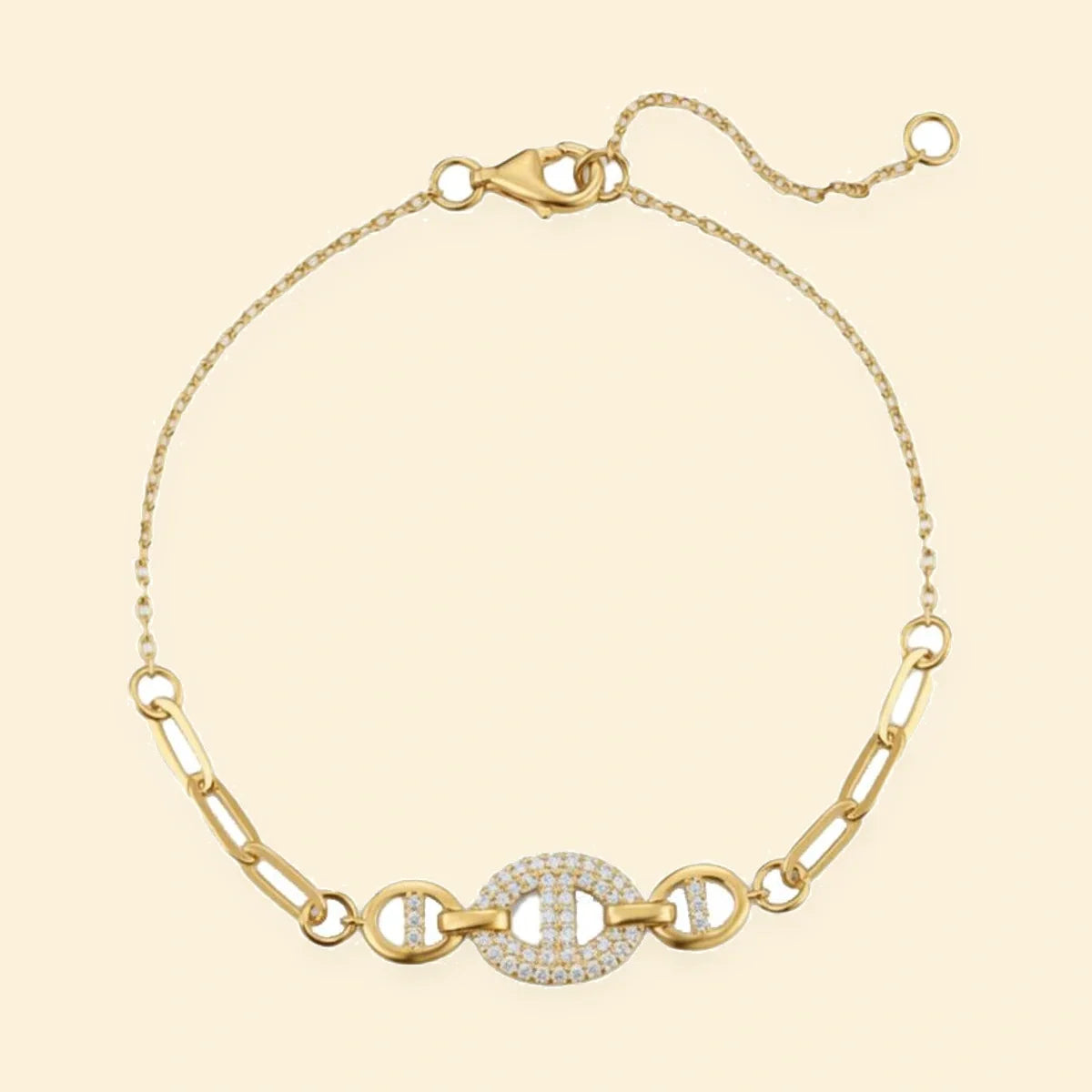 Gold Plated Sterling Silver CZ Link Bracelet – ABB260-GP
