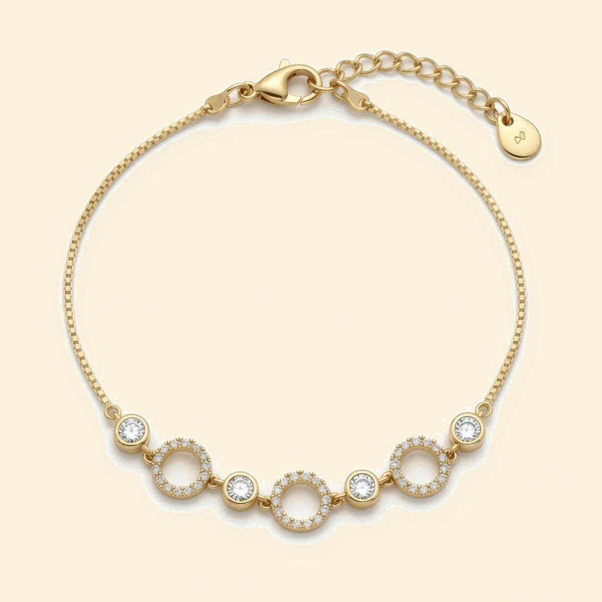Gold Plated Sterling Silver CZ Circle Station Bracelet – ABB267-GP
