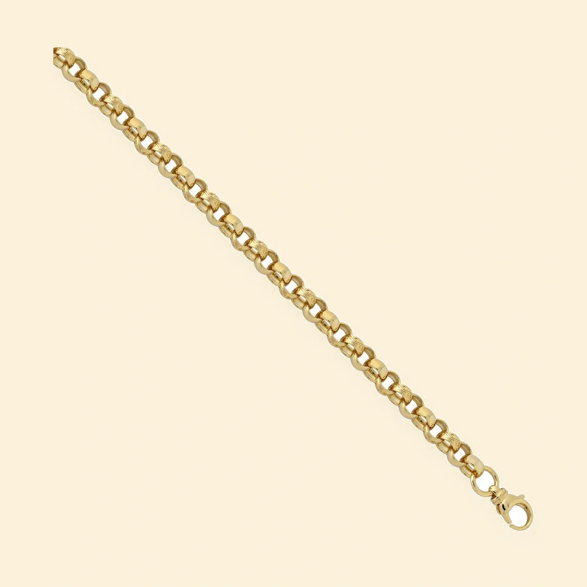 Gold Plated Sterling Silver Patterned & Plain Belcher Bracelet – ACN002J-GP-8.5