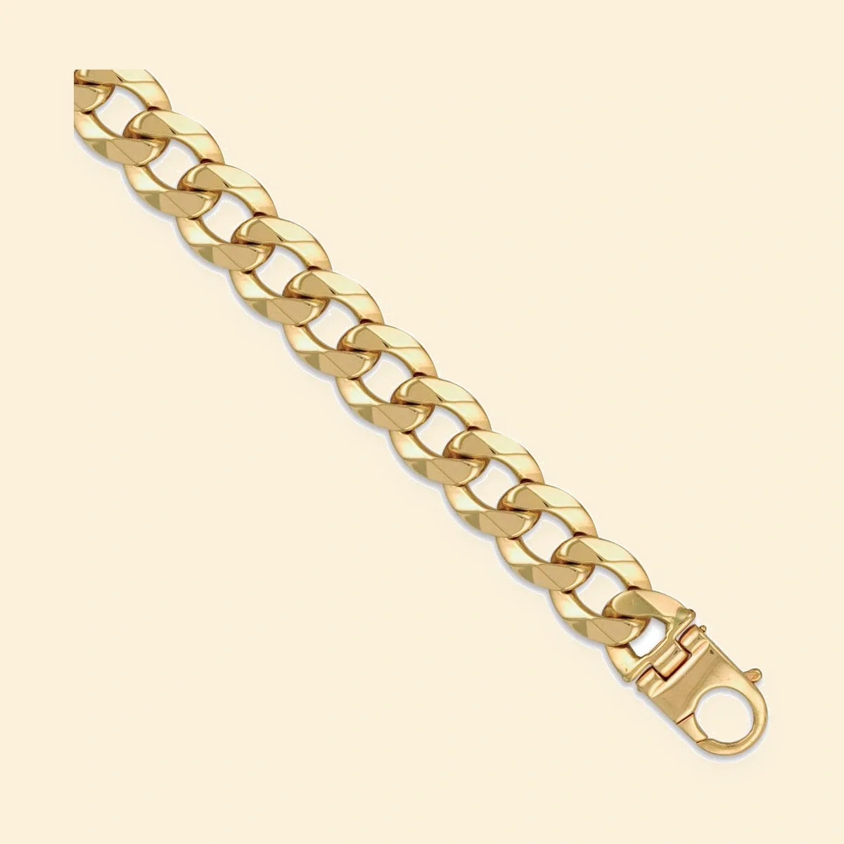 Gold Plated Sterling Silver Traditional Curb Link 20mm Gauge Bracelet – ACN006Q-GP-9