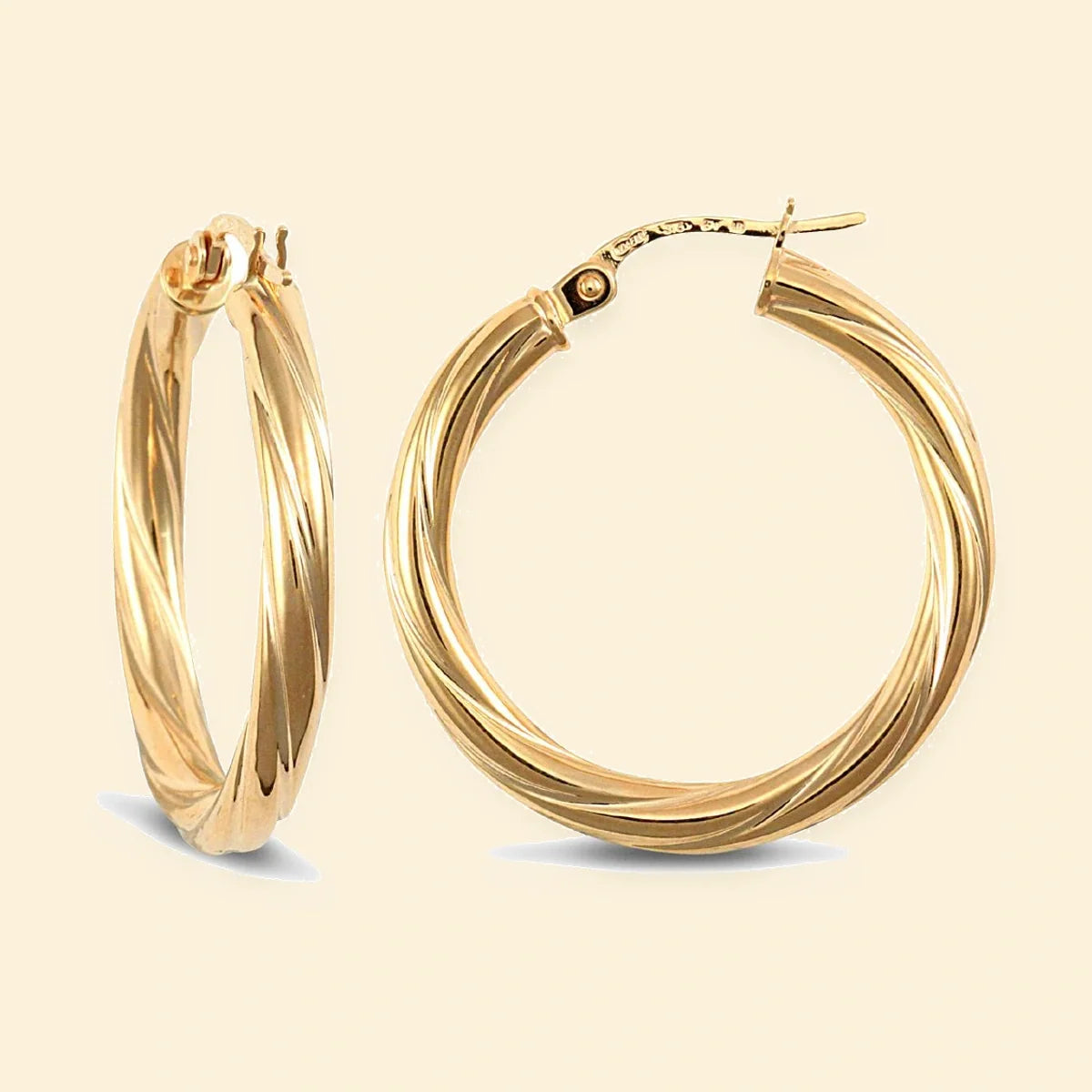 Gold Plated Sterling Silver 3mm Round-Tube Twisted Creole Hoop Earrings – AER001C-GP