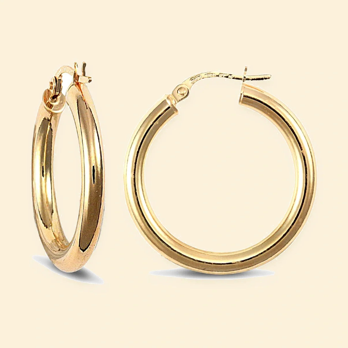 Gold Plated Sterling Silver 3mm Polished Creole Hoop Earrings – AER006B-GP