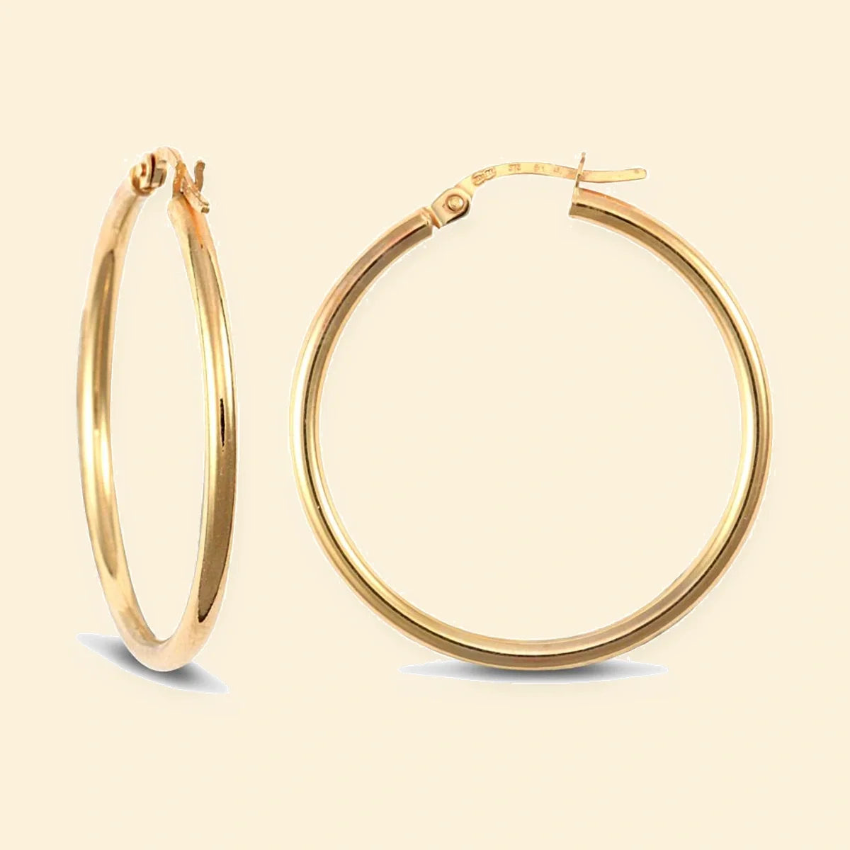 Gold Plated Sterling Silver 2mm Polished Creole Hoop Earrings – AER009D-GP