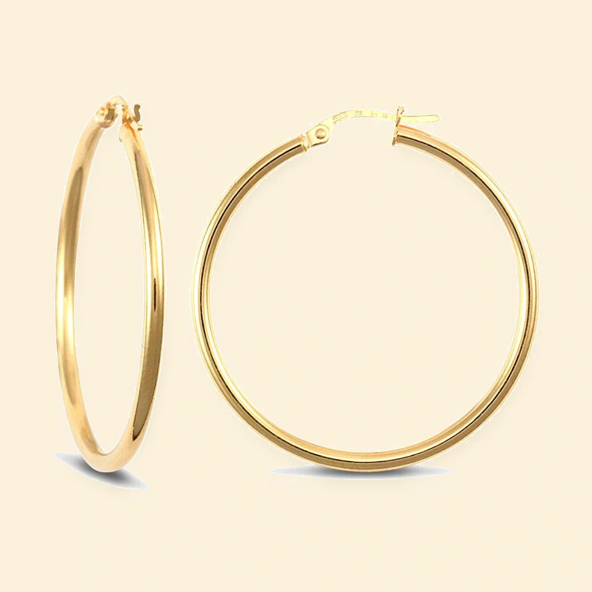 Gold Plated Sterling Silver 2mm Polished Creole Hoop Earrings – AER009E-GP