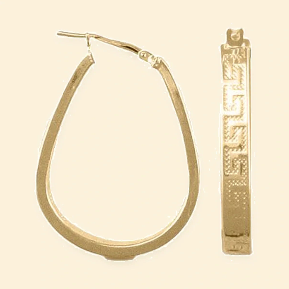 Gold Plated Sterling Silver Greek Key Hoop Earrings – AER020-GP