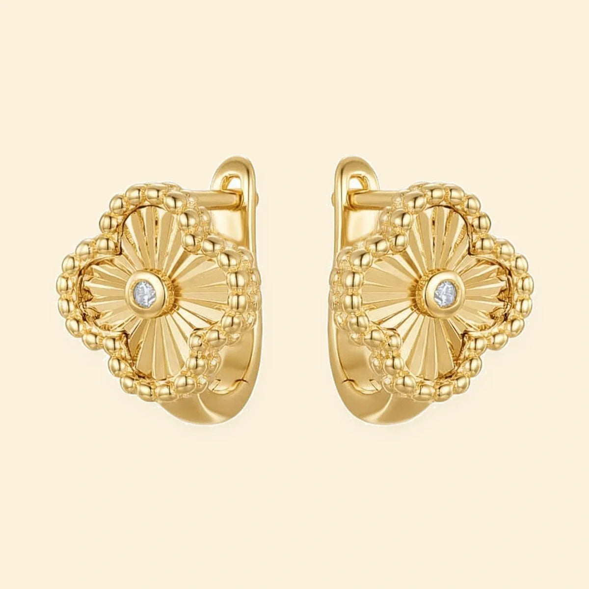 Gold Plated Sterling Silver Flower Hoops – AER188-GP