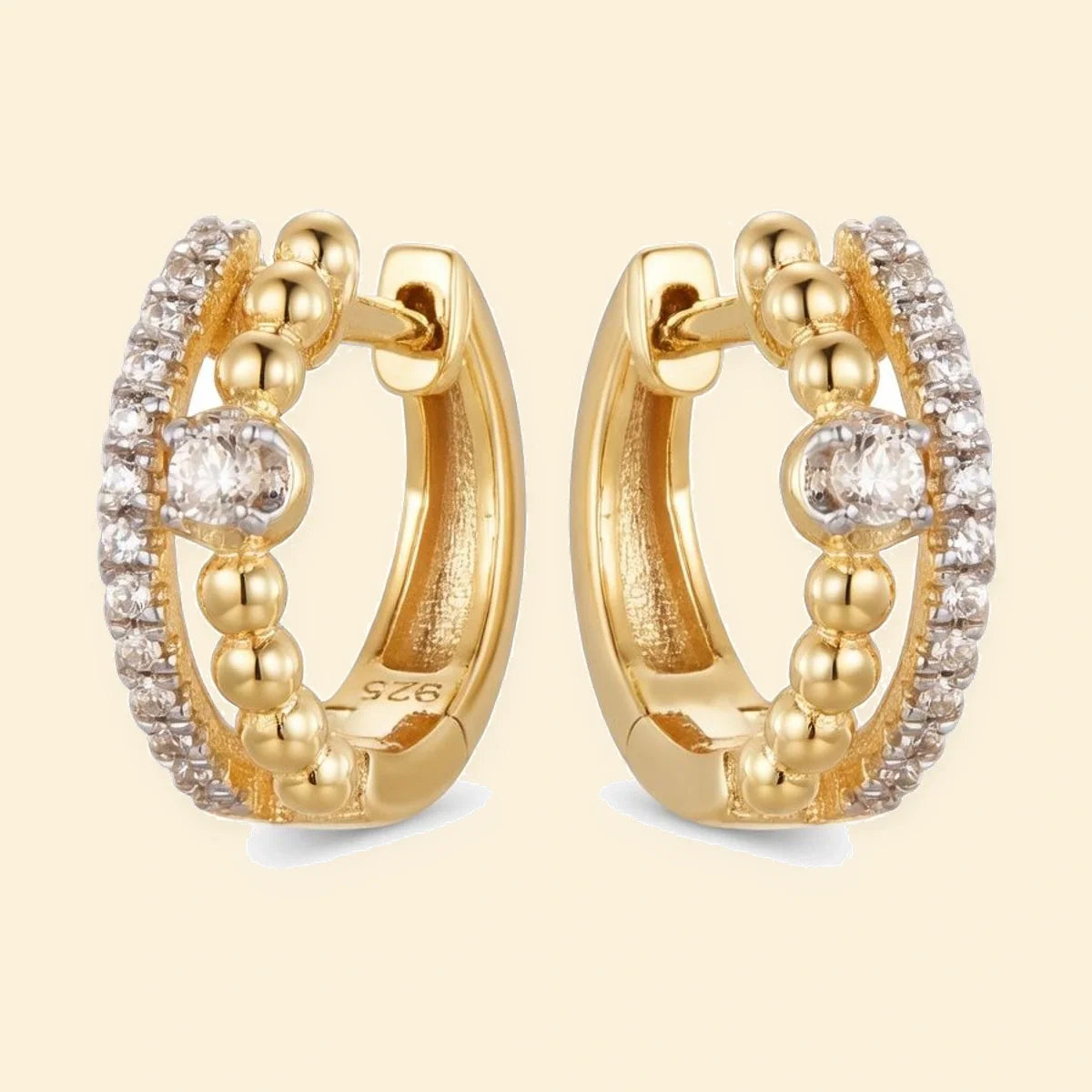Gold Plated Sterling Silver CZ Twisted Hoops – AER195-GP