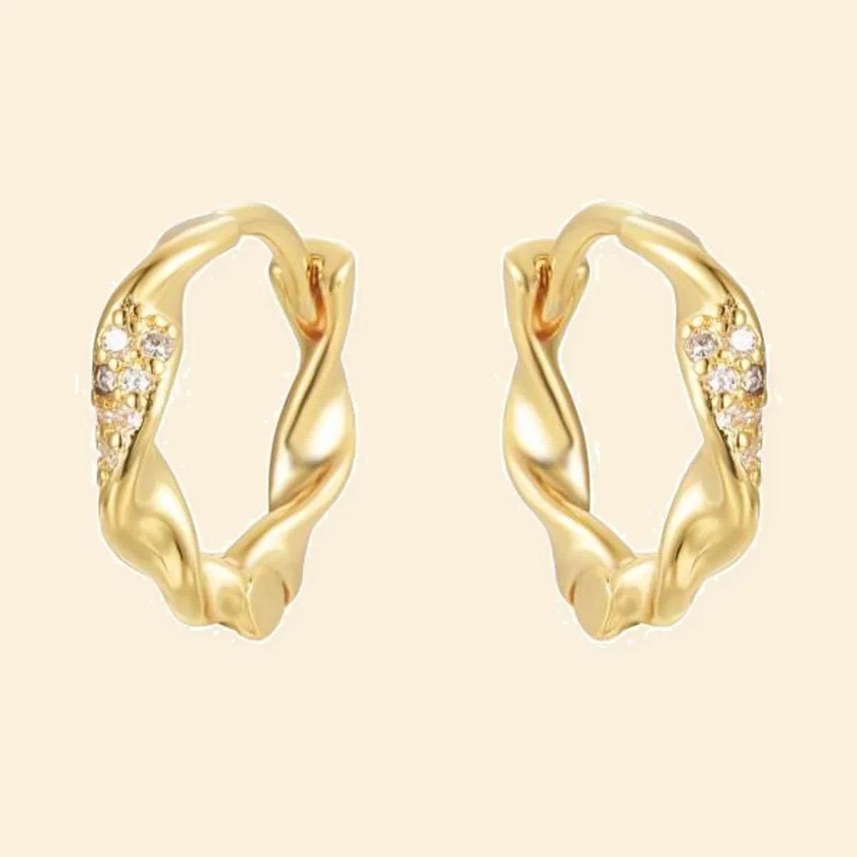 Gold Plated Sterling Silver CZ Twist Hoops – AER196A-GP