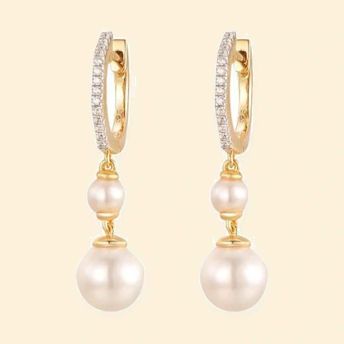 Gold Plated Sterling Silver Double Pearl Hoops – AER200-GP